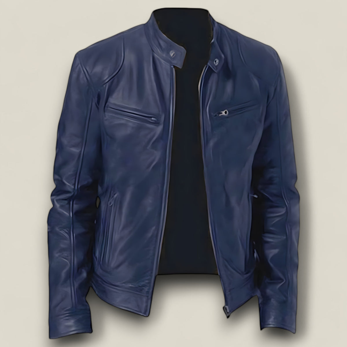 Basile | Herren Motorradjacke aus Leder - Slim Fit und winddichtem Schutz - Blau - Basile | Herren Motorradjacke aus Leder - Slim Fit und winddichtem Schutz - €25 - Concept FashionLab