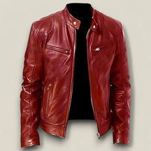 Basile | Herren Motorradjacke aus Leder - Slim Fit und winddichtem Schutz - Rot - Basile | Herren Motorradjacke aus Leder - Slim Fit und winddichtem Schutz - €25 - Concept FashionLab