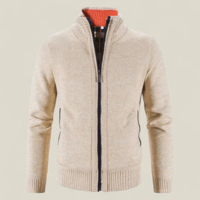 Lukas | Herren Strickjacke mit Fleece - Warm und Stilvoll - Khaki - Lukas | Herren Strickjacke mit Fleece - Warm und Stilvoll - €25 - Concept FashionLab