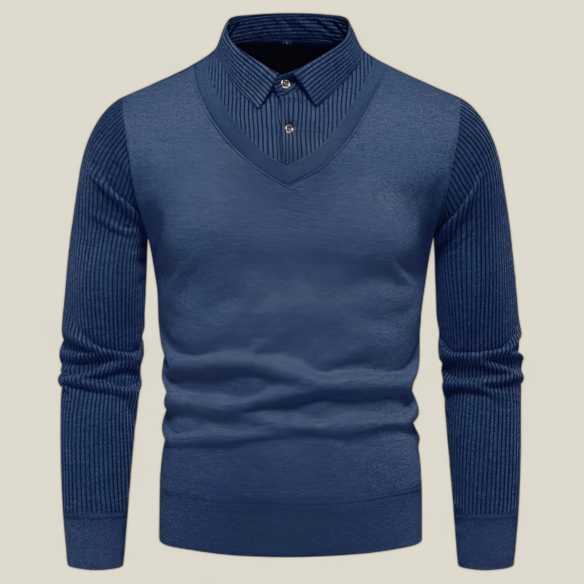 Leo | Herren Zweiteiler-Pullover – Stil & Wärme für Herbst/Winter - Marineblau - Leo | Herren Zweiteiler-Pullover – Stil & Wärme für Herbst/Winter - €25 - Concept FashionLab