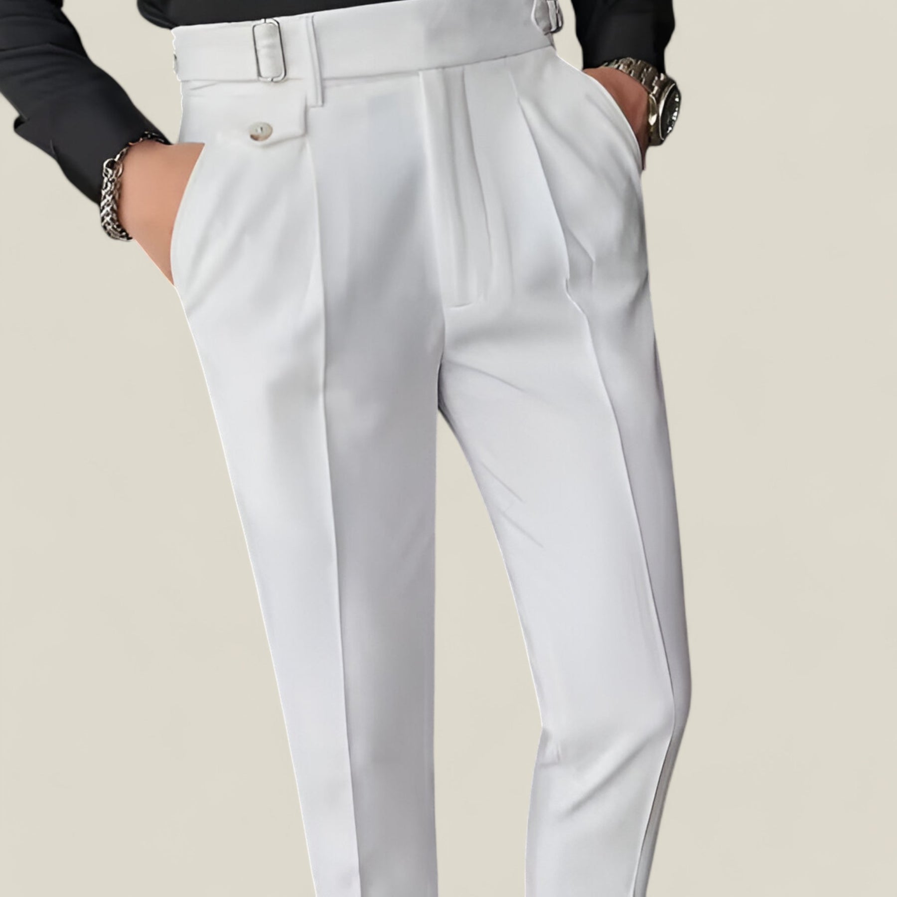 Jakob | Britischer Stil Slim Fit Hose - Business Casual Eleganz - Weiß - Jakob | Britischer Stil Slim Fit Hose - Business Casual Eleganz - €25 - Concept FashionLab