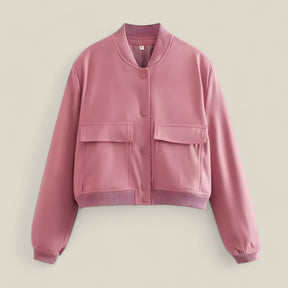 Skyler | Damen Aviator Bomberjacke – Cropped Herbst/Winter - Rosa - Skyler | Damen Aviator Bomberjacke – Cropped Herbst/Winter - €25 - Concept FashionLab