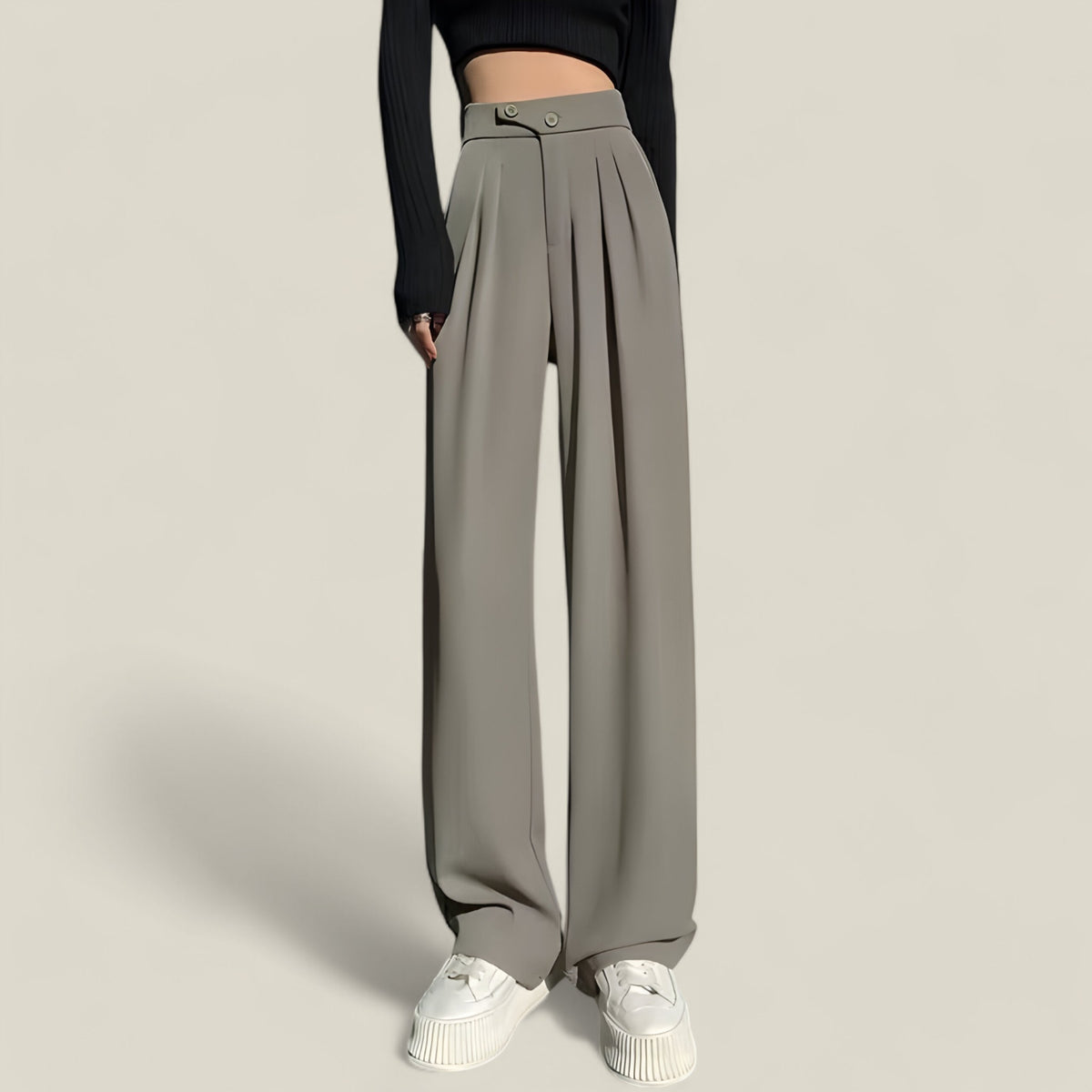 Sophie | Hohe Taille Weite Bein Hosen - Grün - Sophie Stil | Hohe Taille Weite Bein Hosen - Eleganter Minimalismus für den Frühling - €25 - Concept FashionLab