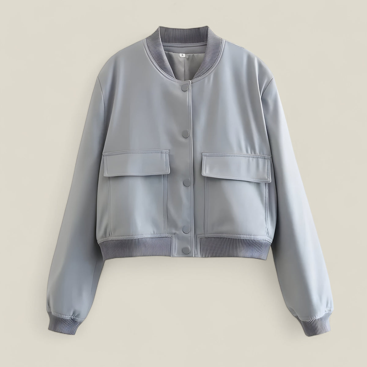 Skyler | Damen Aviator Bomberjacke – Cropped Herbst/Winter - Grau - Skyler | Damen Aviator Bomberjacke – Cropped Herbst/Winter - €25 - Concept FashionLab