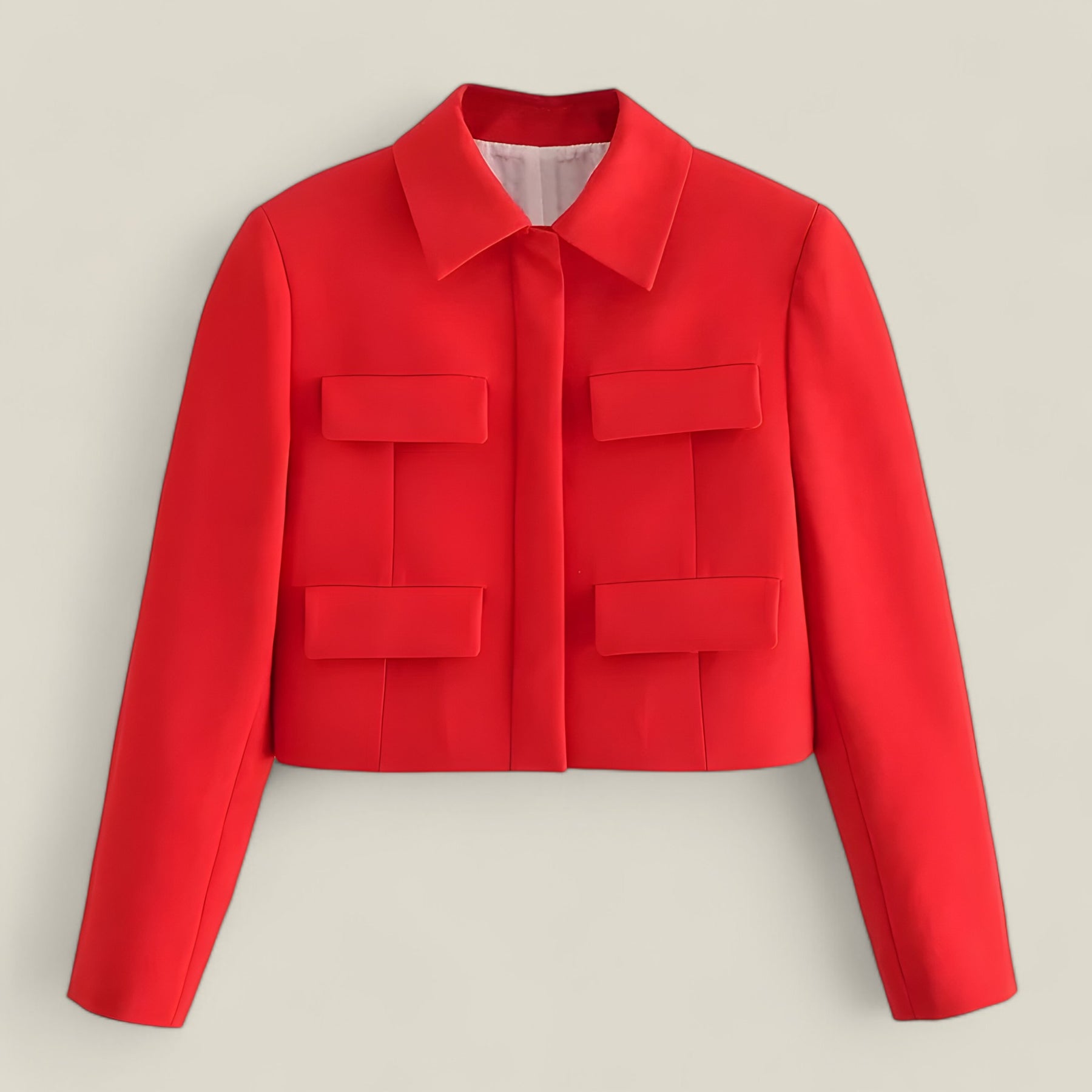 Scarlet | Roter Damen-Kurzblazer – Eleganz für Streetwear & Urlaub - Rot - Scarlet | Roter Damen-Kurzblazer – Eleganz für Streetwear & Urlaub - €25 - Concept FashionLab