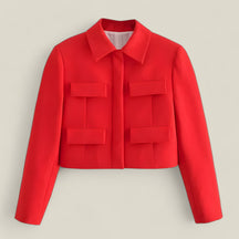 Scarlet | Roter Damen-Kurzblazer – Eleganz für Streetwear & Urlaub - Rot - Scarlet | Roter Damen-Kurzblazer – Eleganz für Streetwear & Urlaub - €25 - Concept FashionLab