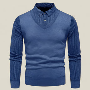 Leo | Herren Zweiteiler-Pullover – Stil & Wärme für Herbst/Winter - Blau - Leo | Herren Zweiteiler-Pullover – Stil & Wärme für Herbst/Winter - €25 - Concept FashionLab