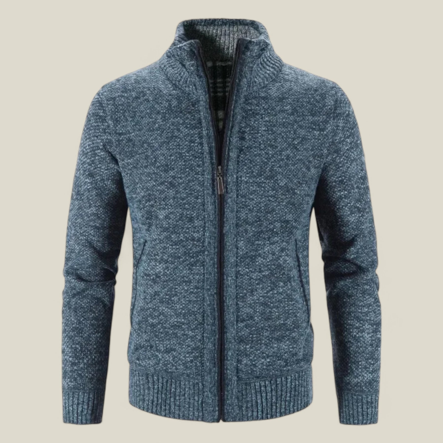 Lukas | Herren Strickjacke mit Fleece - Warm und Stilvoll - Blau - Lukas | Herren Strickjacke mit Fleece - Warm und Stilvoll - €25 - Concept FashionLab