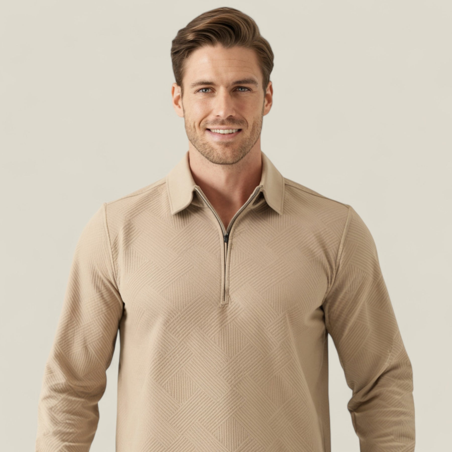 Max | Herren Henley Pullover mit Muster – Herbst-/Winterkomfort - - Max | Herren Henley Pullover mit Muster – Herbst-/Winterkomfort - €25 - Concept FashionLab