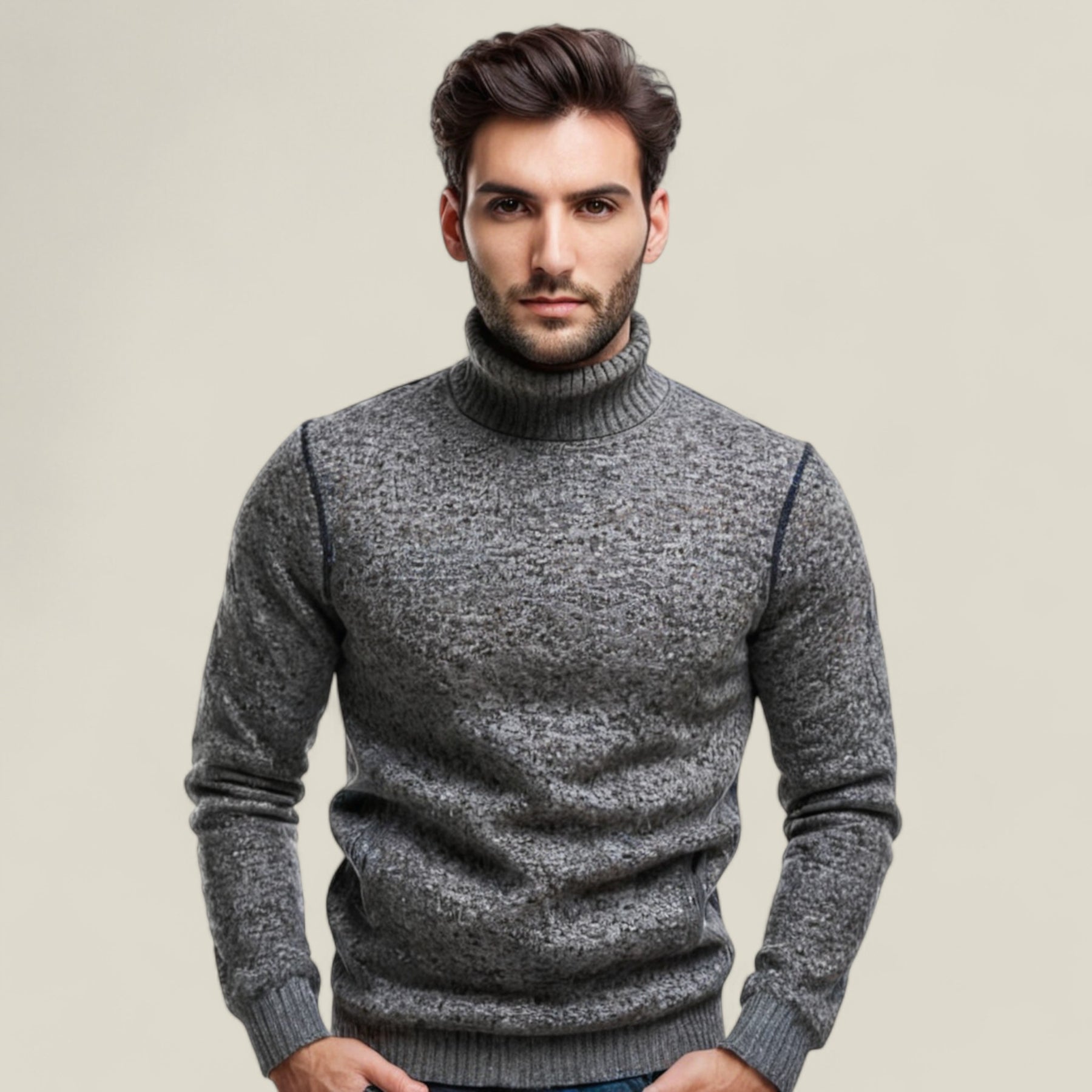 Adam | Herren Rollkragen-Fleecepullover – Warmer Slim Fit für Herbst/Winter - - Adam | Herren Rollkragen-Fleecepullover – Warmer Slim Fit für Herbst/Winter - €25 - Concept FashionLab