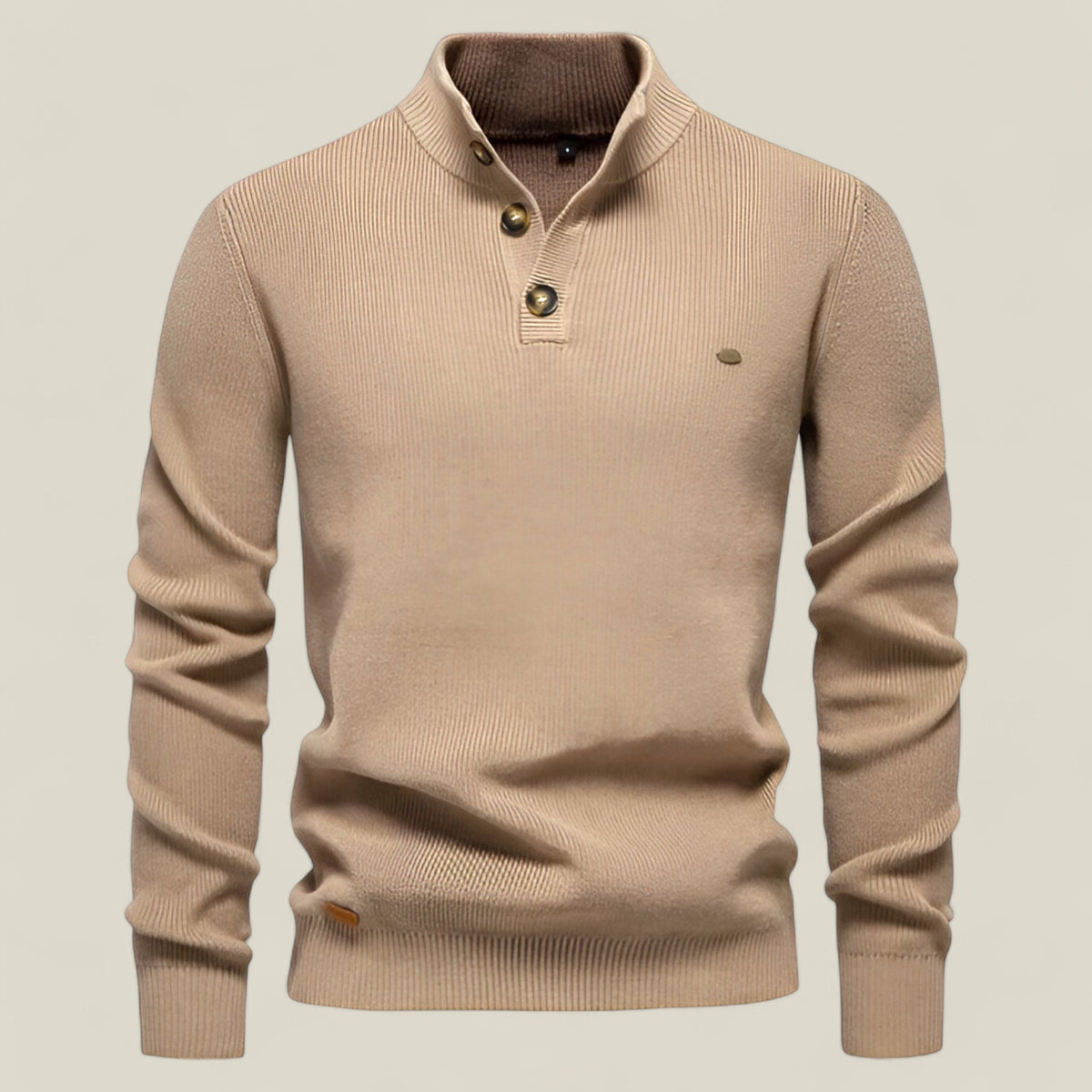 Finn | Mock Neck Pullover - Qualitätsstrick für Winterkomfort - Khaki - Finn | Mock Neck Pullover - Qualitätsstrick für Winterkomfort - €25 - Concept FashionLab