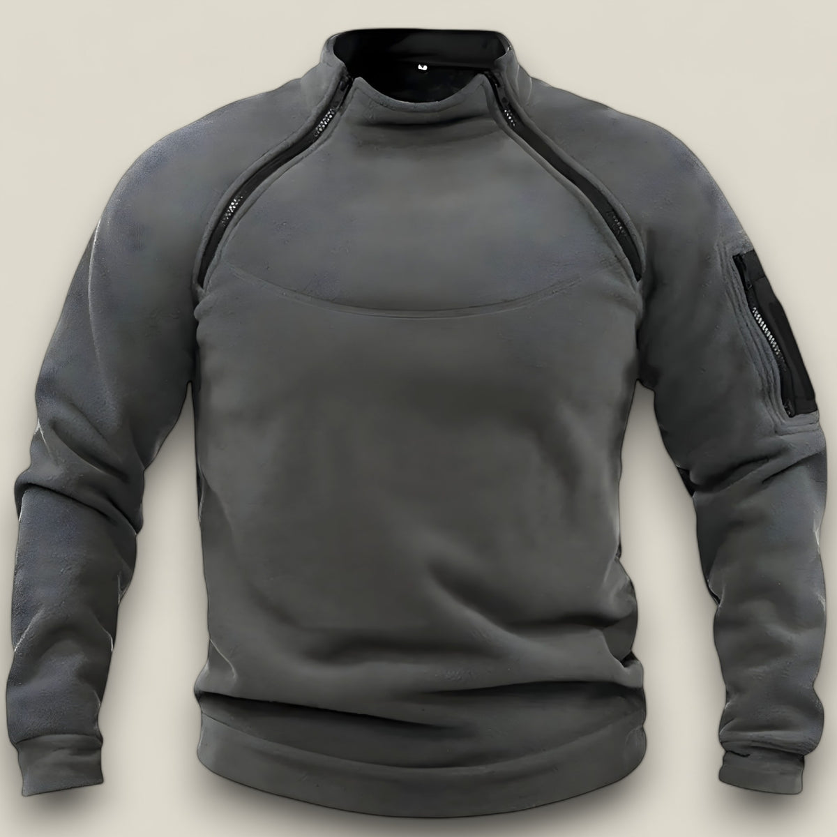 Trek | Herren-Pullover aus Fleece, winddicht - Taktisch & Leger - Dunkelgrau - Trek | Herren-Pullover aus Fleece, winddicht - Taktisch & Leger mit Stehkragen - €25 - Concept FashionLab