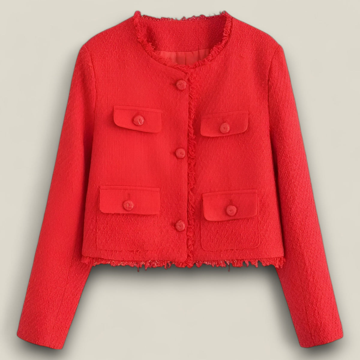 Alayna | Kurze Tweed-Jacke - Elegante Textur für den Herbst - Rot - Alayna | Kurze Tweed-Jacke - Elegante Textur für den Herbst - €25 - Concept FashionLab