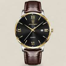 Morgan | Herren Luxus Quarz Uhr - Stilvolle Lederarmbanduhr für anspruchsvolle Männer - Gold Schwarz - Morgan | Herren Luxus Quarzuhr - Elegante Lederarmband Uhr - €25 - Concept FashionLab