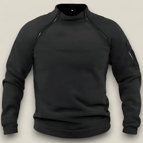 Trek | Herren-Pullover aus Fleece, winddicht - Taktisch & Leger - Schwarz - Trek | Herren-Pullover aus Fleece, winddicht - Taktisch & Leger mit Stehkragen - €25 - Concept FashionLab