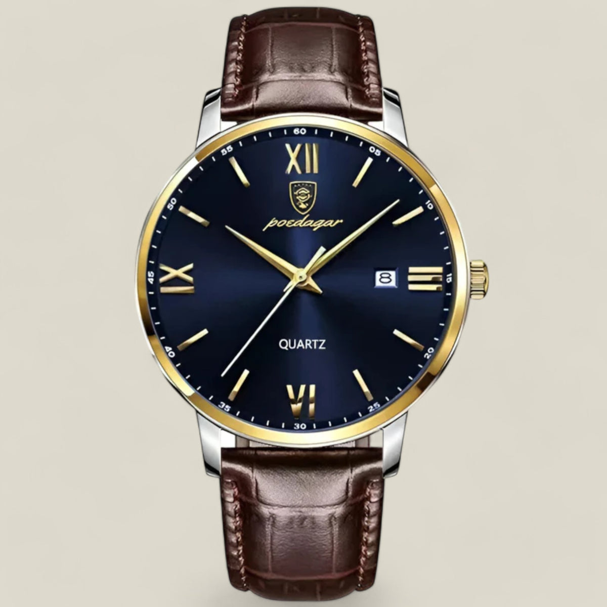 Morgan | Herren Luxus Quarz Uhr - Stilvolle Lederarmbanduhr für anspruchsvolle Männer - Gold Blau - Morgan | Herren Luxus Quarzuhr - Elegante Lederarmband Uhr - €25 - Concept FashionLab