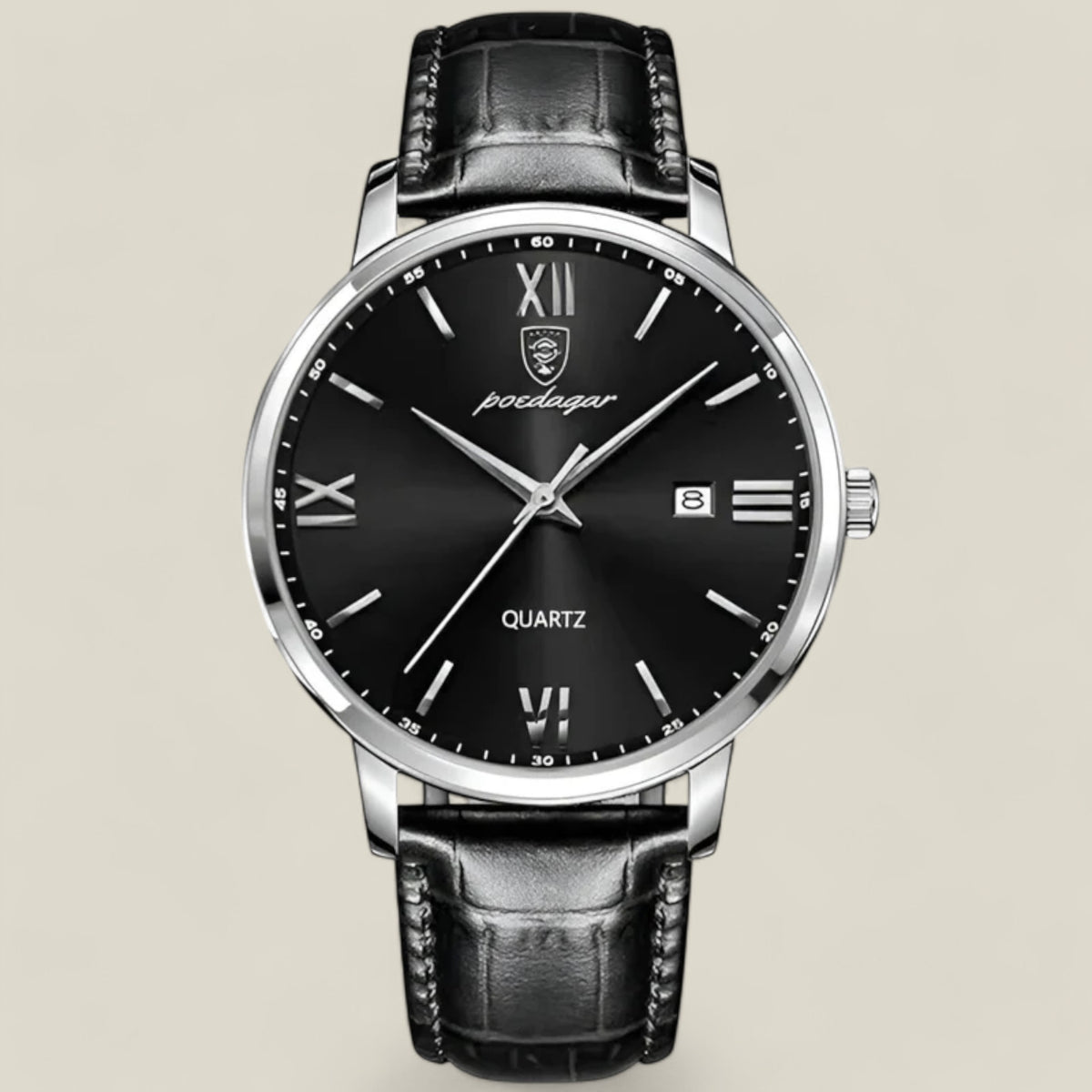 Morgan | Herren Luxus Quarz Uhr - Stilvolle Lederarmbanduhr für anspruchsvolle Männer - Silber Schwarz - Morgan | Herren Luxus Quarzuhr - Elegante Lederarmband Uhr - €25 - Concept FashionLab