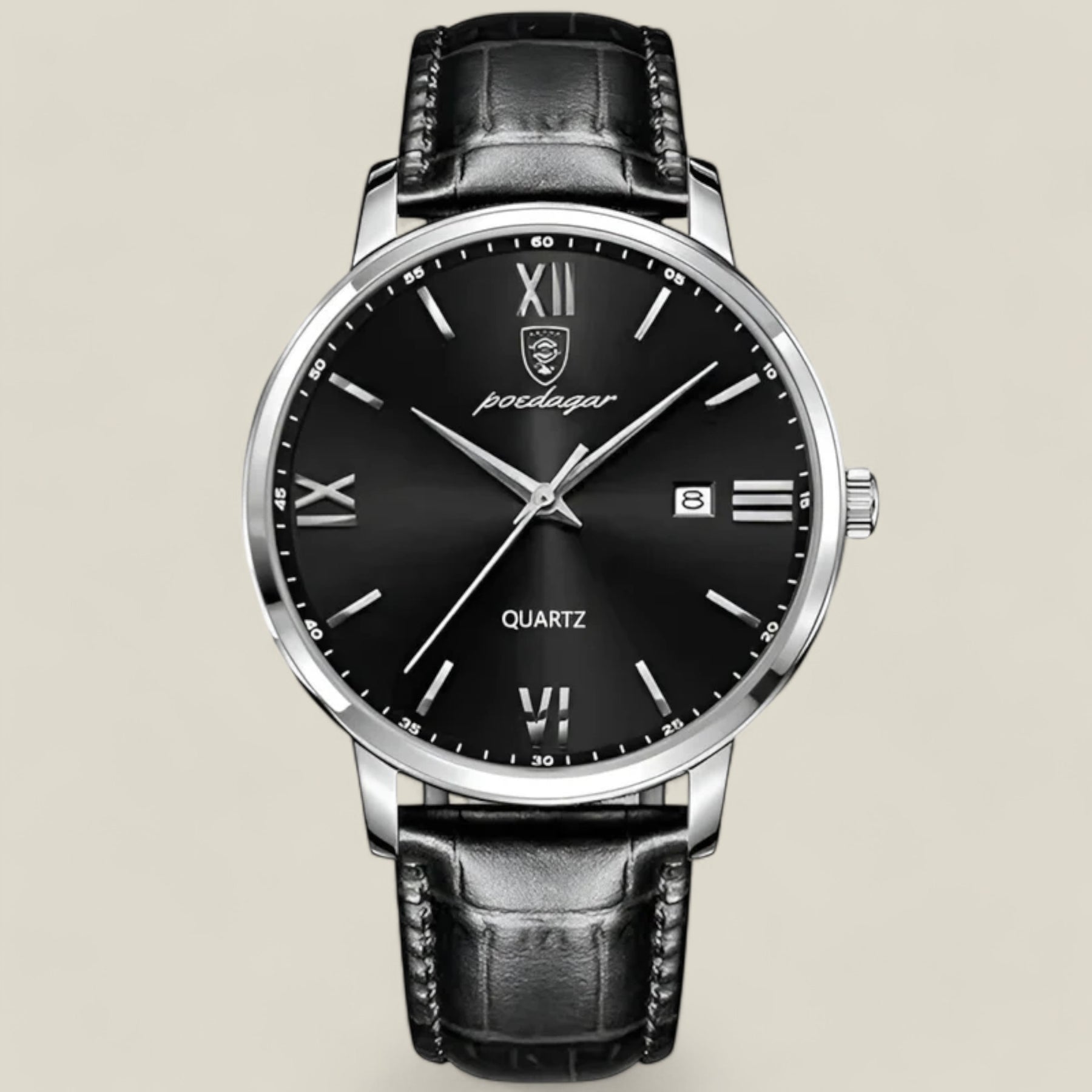 Morgan | Herren Luxus Quarz Uhr - Stilvolle Lederarmbanduhr für anspruchsvolle Männer - Silber Schwarz - Morgan | Herren Luxus Quarzuhr - Elegante Lederarmband Uhr - €25 - Concept FashionLab