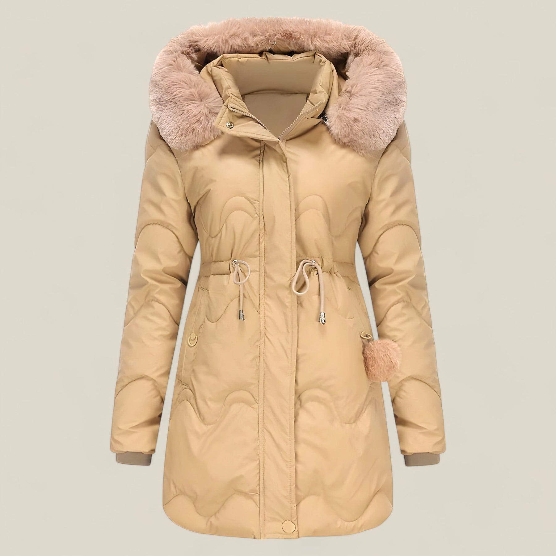 Aira | Wintermantel - mit Kapuze und dickem Fell für maximale Wärme - Khaki - Aira | Wintermantel - mit Kapuze und dickem Fell für maximale Wärme - €25 - Concept FashionLab